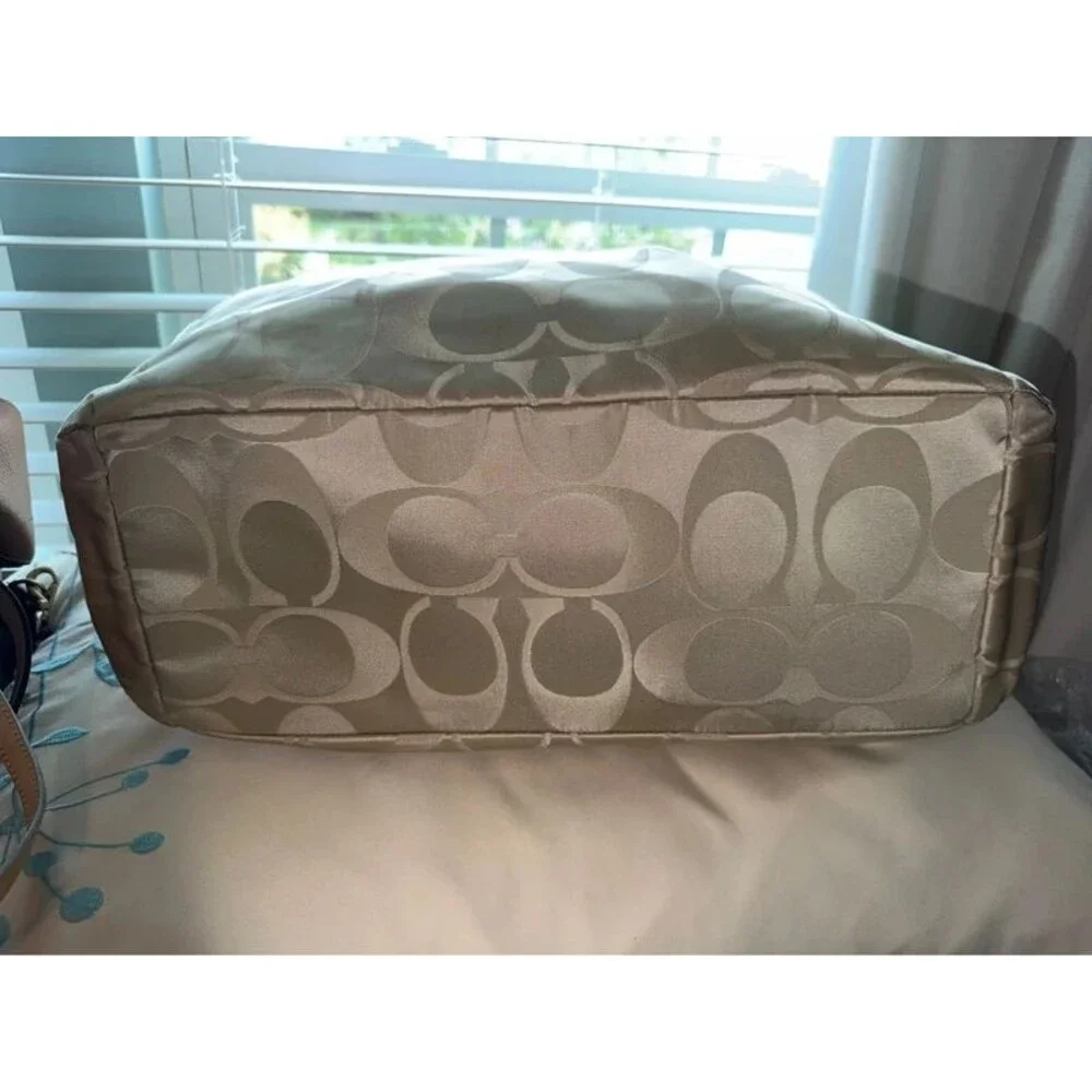 Coach Signature Nylon Baby Bag Tote / Diaper Bag Gold Champagne F77577